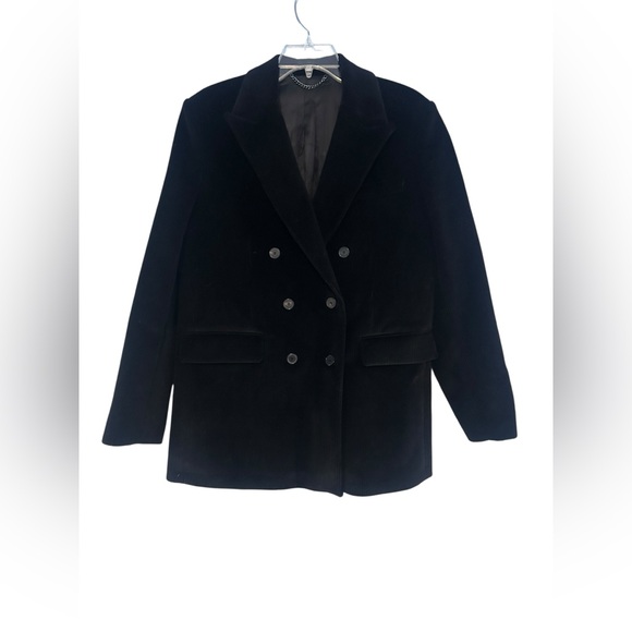 Kooples Womens Black Corduroy Double Breasted Jacket 100% Cotton NWT EU 40/8 - Picture 2 of 10